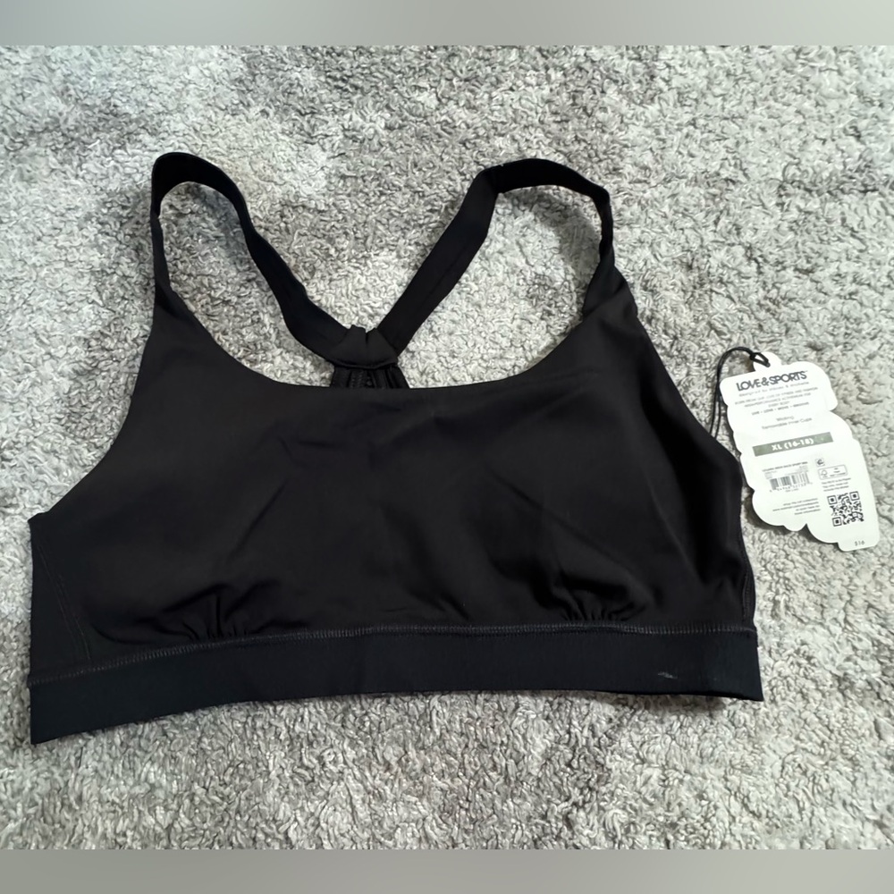 Black Racerback Sports Bra with Stretchy Fabric